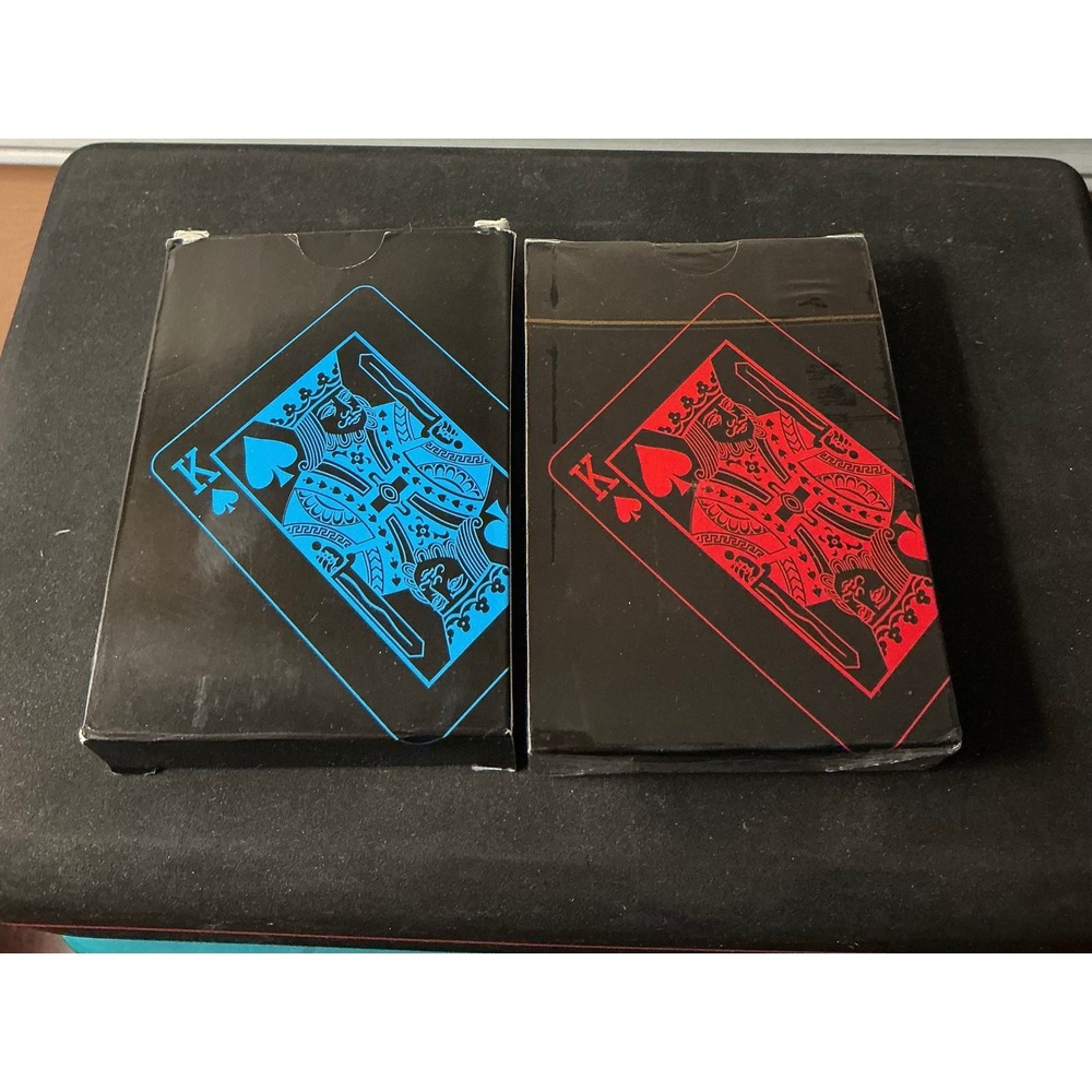 Win King Poker Playing Cards 2 Decks Black Red Blue Neon Custom Art Casino Game - Picture 3 of 3